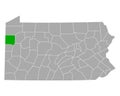 Map of Mercer in Pennsylvania