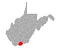 Map of Mercer in West Virginia