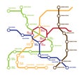 Map metro template illustration. Highspeed subway large number stations five multi kilometer directions each line