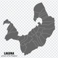 Blank map Laguna of Philippines. High quality map Province of Laguna with districts on transparent background
