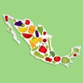 Map of Mexico with fruits