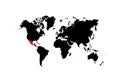 The map of Mexico is highlighted in red on the world map - Vector Royalty Free Stock Photo
