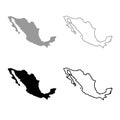 Map of Mexico icon outline set grey black color