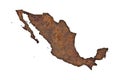 Map of Mexico on rusty metal