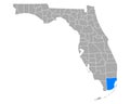 Map of Miami-Dade in Florida