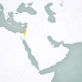 Map of Middle East - Israel with Palestine Royalty Free Stock Photo