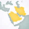 Map of Middle East - Saudi Arabia and Iran