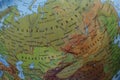 Globe map detail Russia with Russian Royalty Free Stock Photo