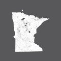 Map of Minnesota with lakes and rivers.