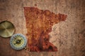 Map of minnesota state on a old vintage crack paper Royalty Free Stock Photo