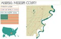Map of Mississippi County in Arkansas, USA. Royalty Free Stock Photo