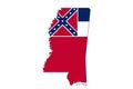 Map of Mississippi in the Mississippi flag colors Royalty Free Stock Photo