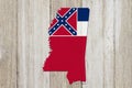 Map of Mississippi in the Mississippi flag colors Royalty Free Stock Photo