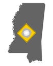 Map of Mississippi and traffic sign hurricane warning Royalty Free Stock Photo