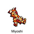 map of Miyoshi vector design template, national borders and important cities illustration