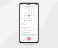 Mobile app calendar light mode concept, Activity calendar template UI UX design, Smartphone calendar schedule application Royalty Free Stock Photo