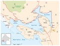 Map of the Montenegrin Bay of Kotor Royalty Free Stock Photo