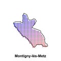 Map of Montigny les Metz City with gradient color, dot technology style illustration design template, suitable for your company