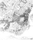 Map of Montreal, satellite view, black and white map. Canada