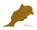 Map of Morocco. Silhouette with golden glitter texture