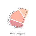 Map of Muang Champassak vector Design Template