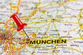 Map of Munchen with stabbed pin Royalty Free Stock Photo