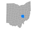 Map of Muskingum in Ohio Royalty Free Stock Photo