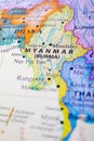 Map of Myanmar o Burma Royalty Free Stock Photo