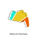 Map of Nakhon Si Thammarat vector design template, national borders and important cities illustration