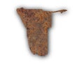 Map of Namibia on rusty metal