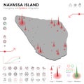 Map of Navassa Island Epidemic and Quarantine Emergency Infographic Template. Editable Line icons for Pandemic Royalty Free Stock Photo