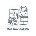 Map navigation with compass vector line icon, linear concept, outline sign, symbol Royalty Free Stock Photo