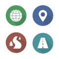 Map navigation flat design icons set