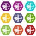 Map navigation icon set color hexahedron Royalty Free Stock Photo