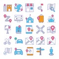 Map and Navigation Isolated Vector Icons seMap and Navigation Isolated Vector Icons set that can et that can easily modify or edit Royalty Free Stock Photo