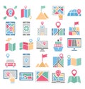 Map and Navigation Isolated Vector Icons set that can easily modify or edit Royalty Free Stock Photo