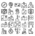 Map and Navigation Isolated Vector Icons set that can easily modify or edit Map and Navigation Isolated Vector Icons set that can