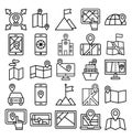 Map and Navigation Isolated Vector Icons set that can easily modify or edit Map and Navigation Isolated Vector Icons set that can