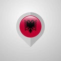Map Navigation pointer with Albania flag design vector Royalty Free Stock Photo