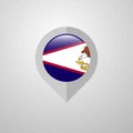 Map Navigation pointer with American Samoa flag design vector Royalty Free Stock Photo
