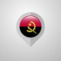 Map Navigation pointer with Angola flag design vector Royalty Free Stock Photo