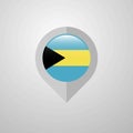 Map Navigation pointer with Bahamas flag design vector Royalty Free Stock Photo