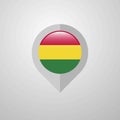 Map Navigation pointer with Bolivia flag design vector Royalty Free Stock Photo