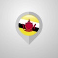 Map Navigation pointer with Brunei flag design vector Royalty Free Stock Photo