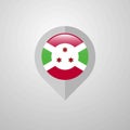 Map Navigation pointer with Burundi flag design vector Royalty Free Stock Photo