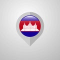 Map Navigation pointer with Cambodia flag design vector Royalty Free Stock Photo
