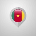 Map Navigation pointer with Cameroon flag design vector Royalty Free Stock Photo