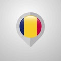 Map Navigation pointer with Chad flag design vector Royalty Free Stock Photo