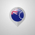 Map Navigation pointer with Cook Islands flag design vector Royalty Free Stock Photo