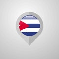 Map Navigation pointer with Cuba flag design vector Royalty Free Stock Photo